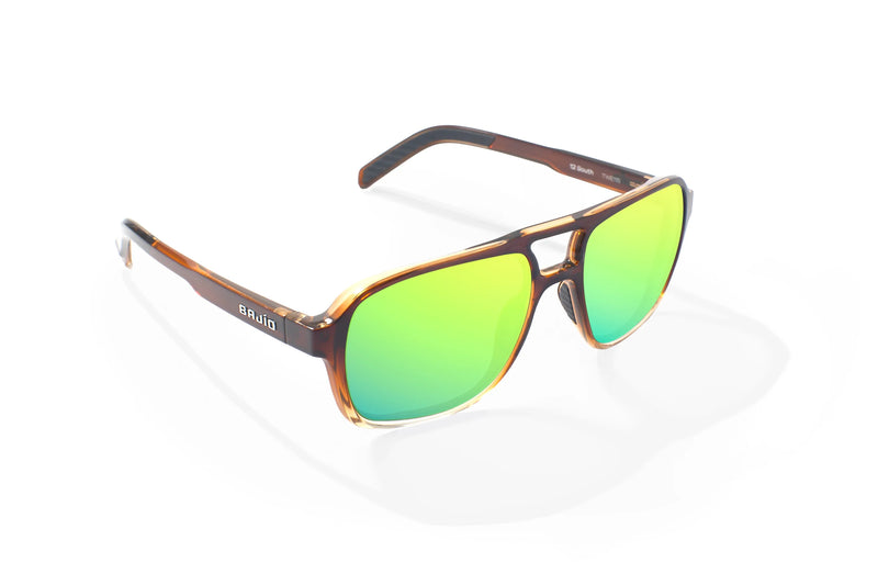 Bajio 12 South Polarized Sunglasses - Whiskey Fade Gloss Green Mirror Poly Lens