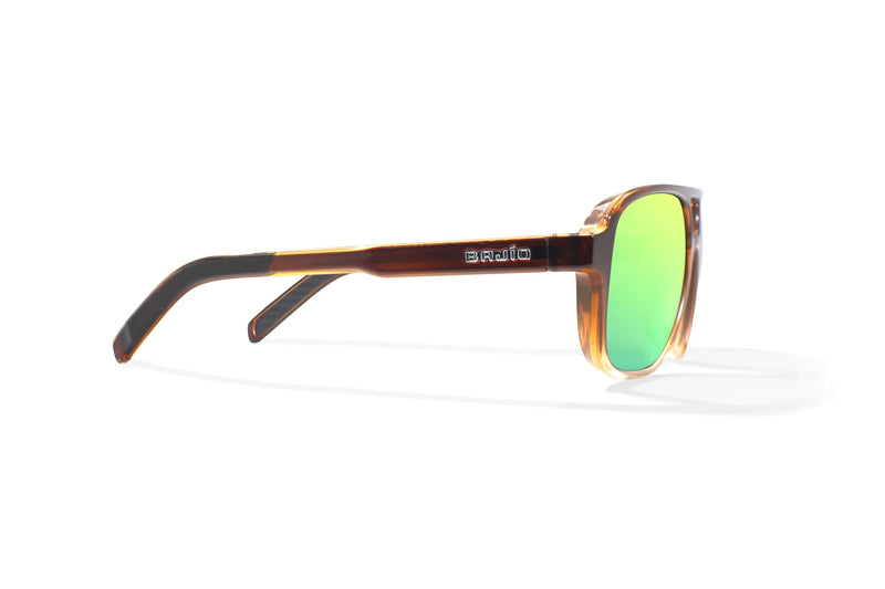 Bajio 12 South Polarized Sunglasses - Whiskey Fade Gloss Green Mirror Poly Lens