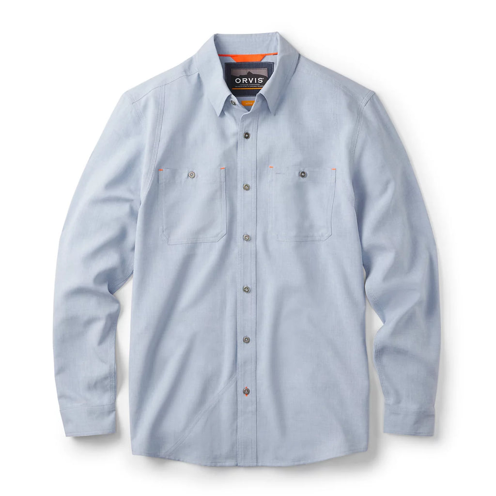 Orvis Men’s Tech Chambray Long Sleeve Work Shirt (Coastal Blue Cham, XL)