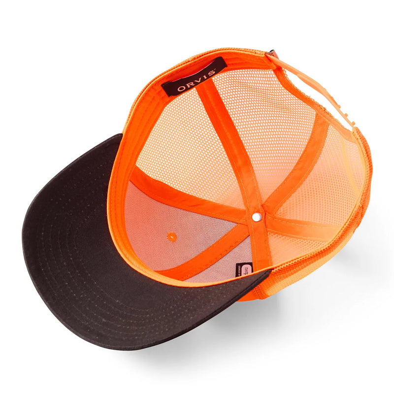 Orvis Blaze Orange Waxed Brim Mesh Cap
