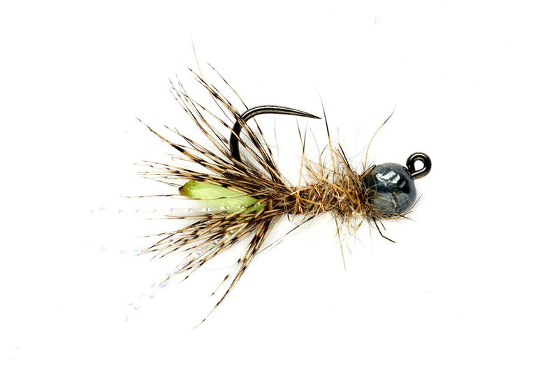 Fulling Mill Peaking Caddis Barbless Jig - Burnt Green