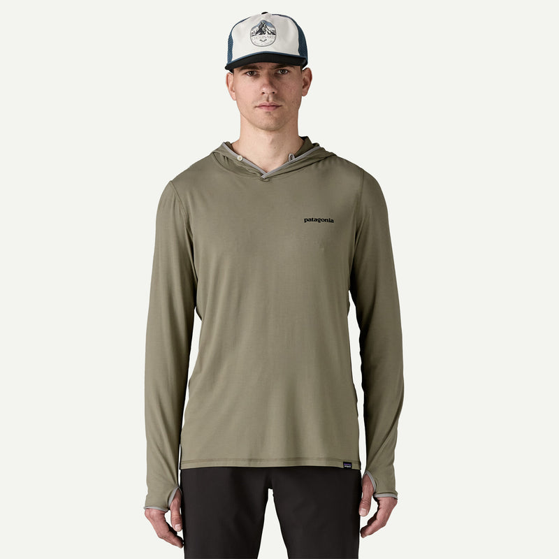 Patagonia Men's Tropic Comfort Natural Graphic Sun Hoody Fitz Roy Trout River Rock Green