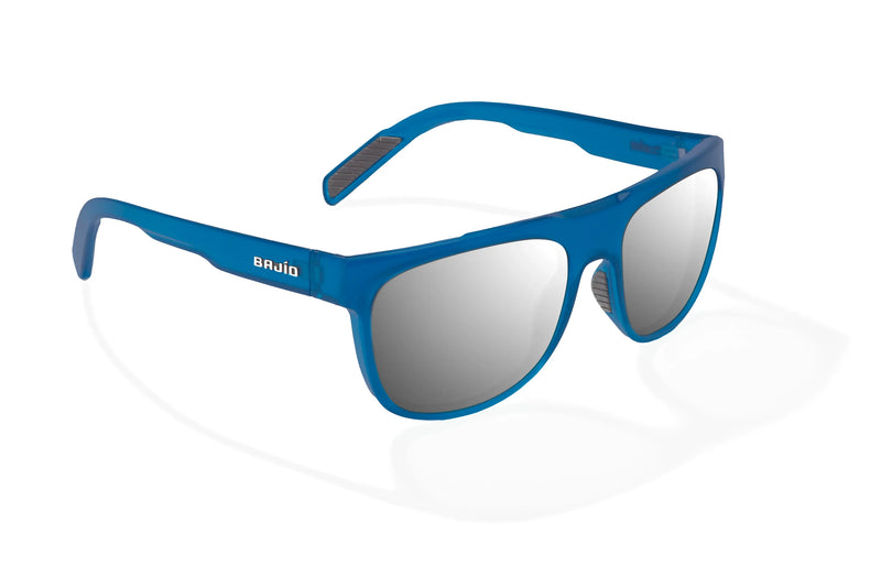 Bajio Chelem Polarized Sunglasses - Dark Blue Glass Gloss Silver Mirror Poly Lens