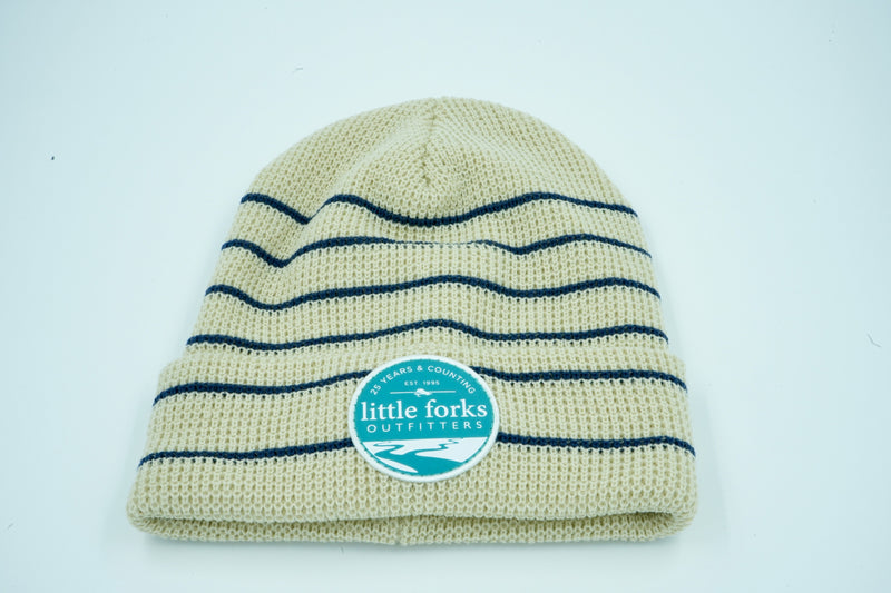 LFO Striped Waffle Stone Pale Navy Knit Beanie