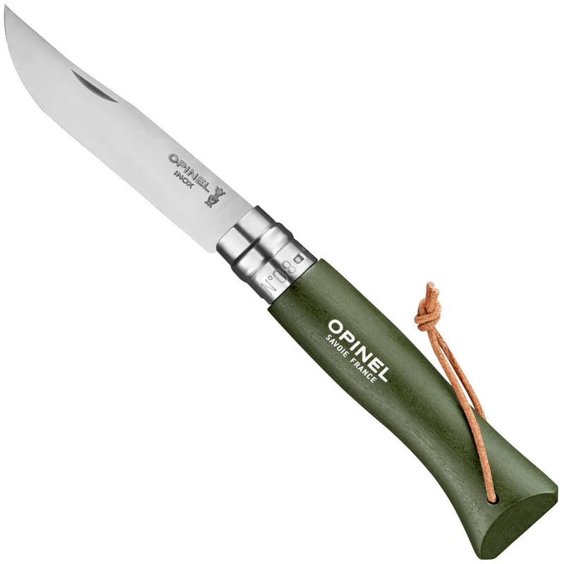 Opinel No.08 Stainless Steel Pocket Knife with Lanyard
