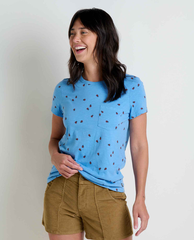 Toad & Co Women's Primo Short Sleeve Crew Shirt Lady Bug Print