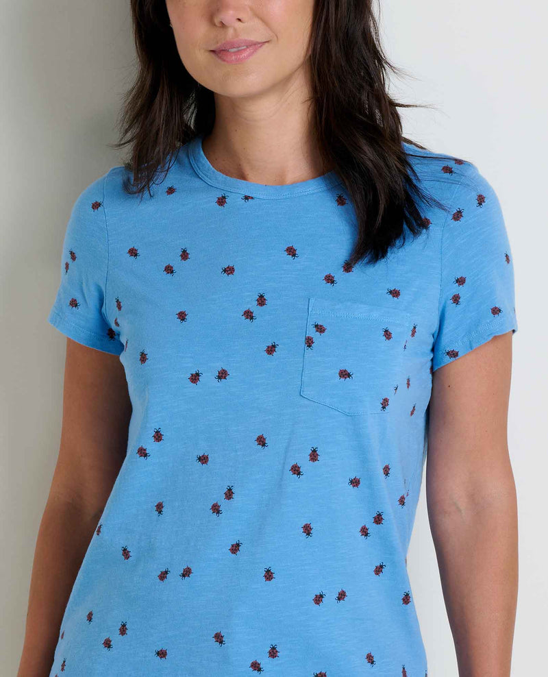 Toad & Co Women's Primo Short Sleeve Crew Shirt Lady Bug Print