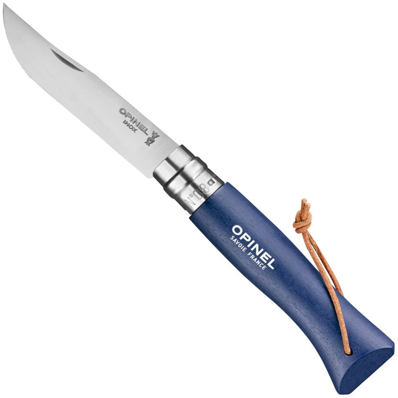 Opinel No.08 Stainless Steel Pocket Knife with Lanyard