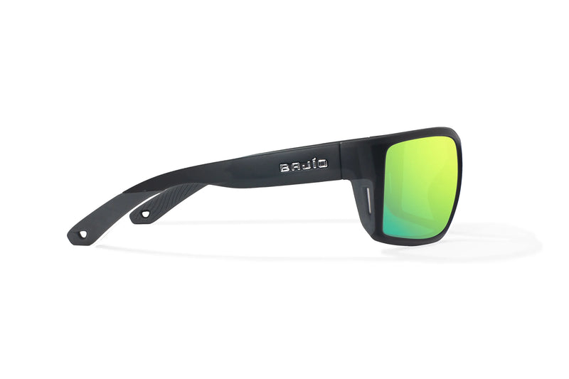 Bajio Bales Beach Polarized Sunglasses - Black Matte Green Mirror Glass Lens