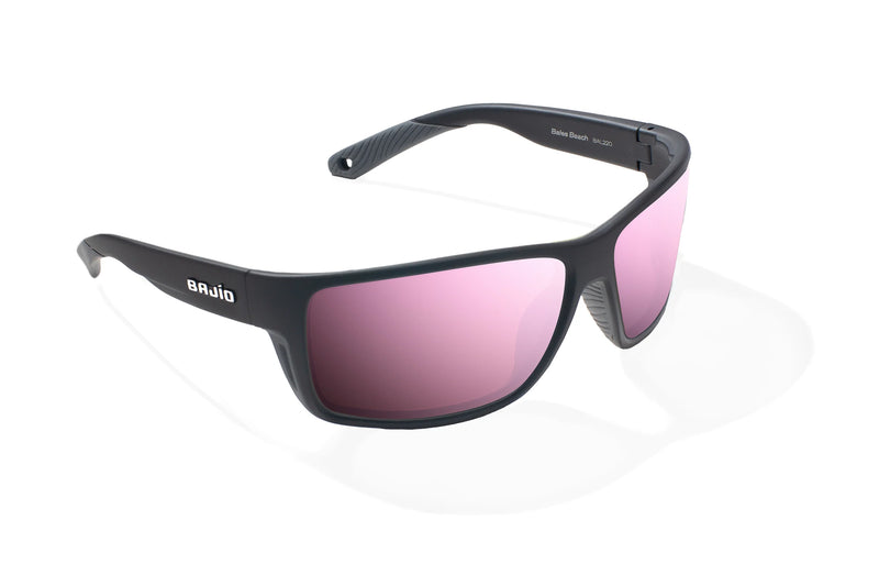 Bajio Bales Beach Polarized Sunglasses - Black Matte Rose Mirror Glass Lens