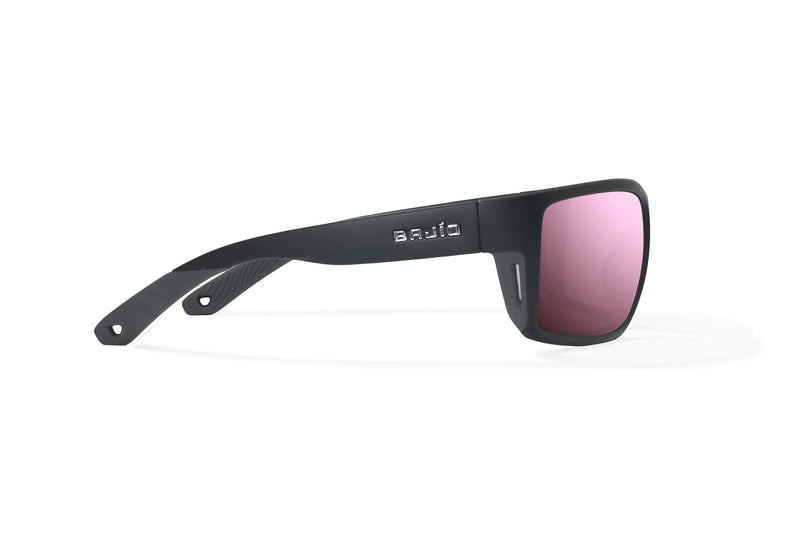 Bajio Bales Beach Polarized Sunglasses - Black Matte Rose Mirror Glass Lens