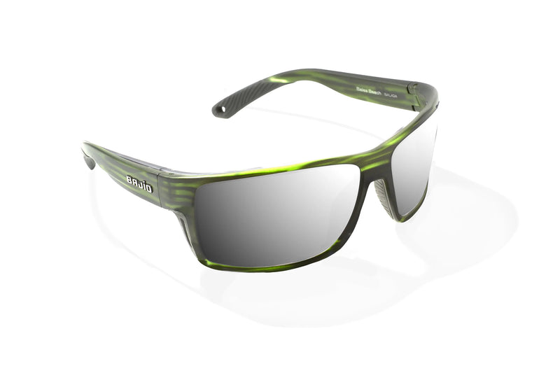 Bajio Bales Beach Polarized Sunglasses - Green Grass Matte Silver Mirror Glass Lens