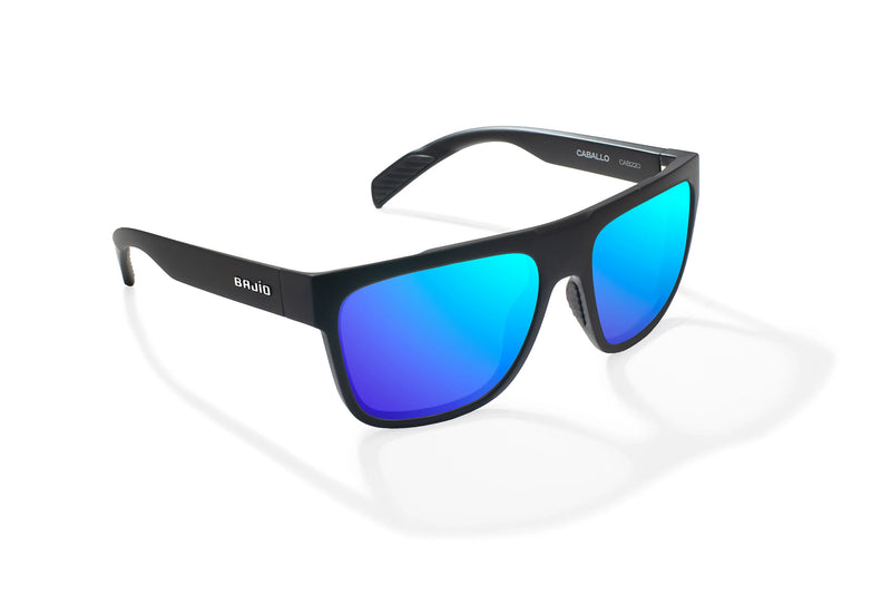 Bajio Caballo Polarized Sunglasses - Black Matte Blue Mirror Poly Lens