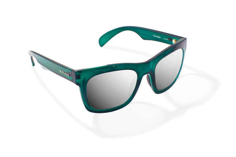 Bajio Cometa Polarized Sunglasses - Teal Glass Gloss w/ Silver Mirror Glass Lens