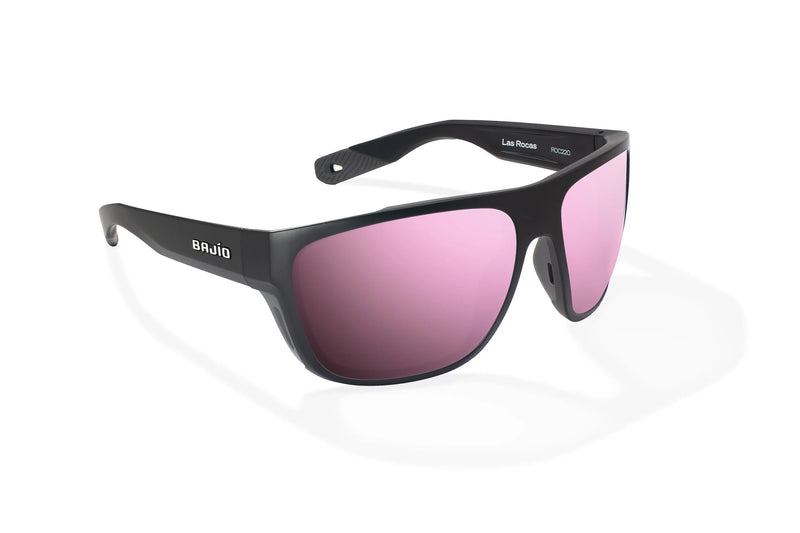 Bajio Las Rocas Polarized Sunglasses - Black Matte Rose Mirror Glass Lens