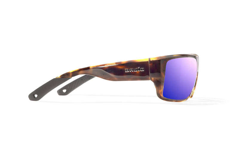 Bajio Nato Polarized Sunglasses - Brown Tort Gloss Violet Mirror Glass Lens