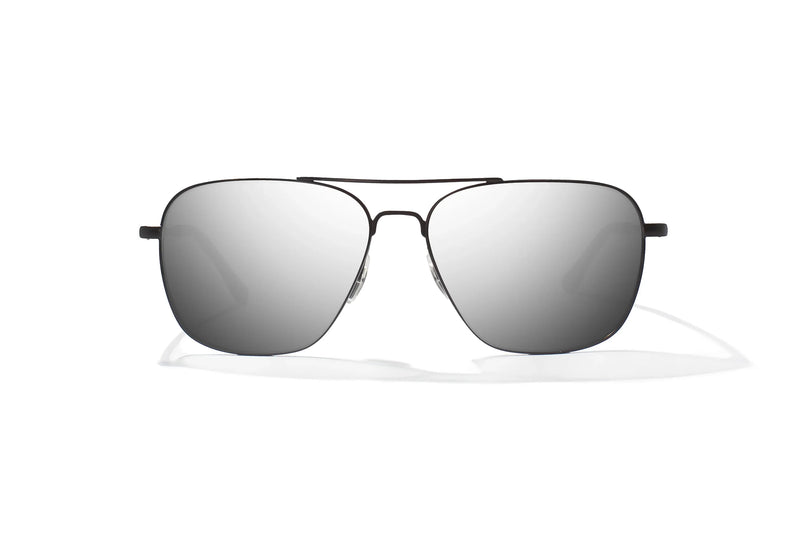 Bajio Snipes Polarized Sunglasses - Black Matte Silver Mirror Poly Lens