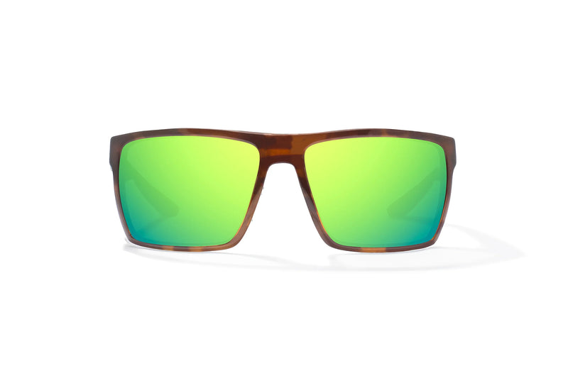 Bajio Stiltsville Polarized Sunglasses - Brown Tort Gloss Green Mirror Glass Lens