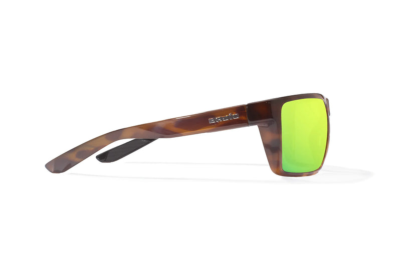 Bajio Stiltsville Polarized Sunglasses - Brown Tort Gloss Green Mirror Glass Lens