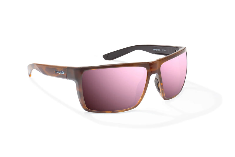 Bajio Stiltsville Polarized Sunglasses - Brown Tort Gloss Rose Mirror Glass Lens