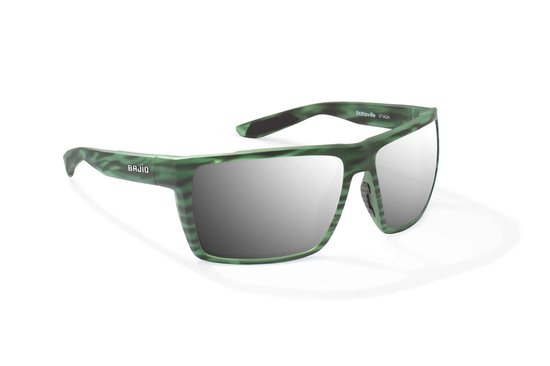 Bajio Stiltsville Polarized Sunglasses - Green Grass Matte Silver Glass Lens