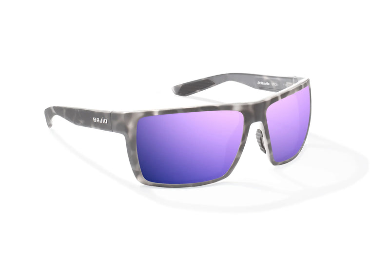Bajio Stiltsville Polarized Sunglasses - Gray Rock Matte Violet Mirror Glass Lens