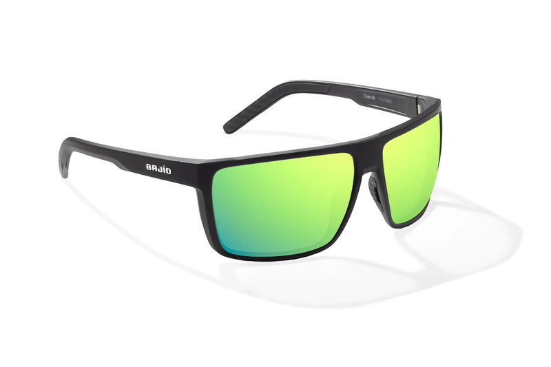 Bajio Toads Polarized Sunglasses - Black Matte Green Mirror Glass Lens