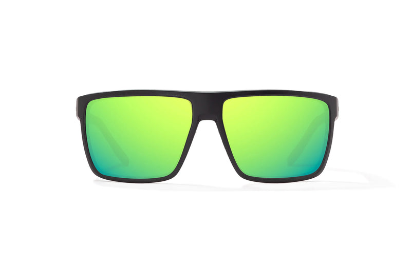 Bajio Toads Polarized Sunglasses - Black Matte Green Mirror Glass Lens