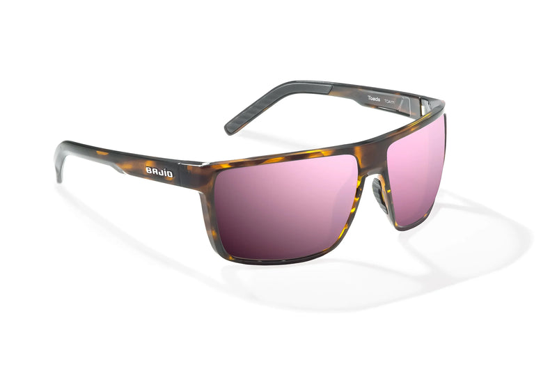 Bajio Toads Polarized Sunglasses - Brown Tort Gloss Rose Mirror Glass Lens