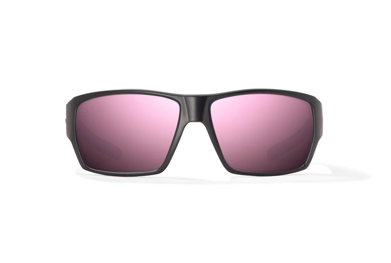 Bajio Vega Polarized Sunglasses - Black Matte Rose Mirror Glass Lens