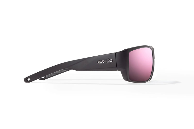 Bajio Vega Polarized Sunglasses - Black Matte Rose Mirror Glass Lens