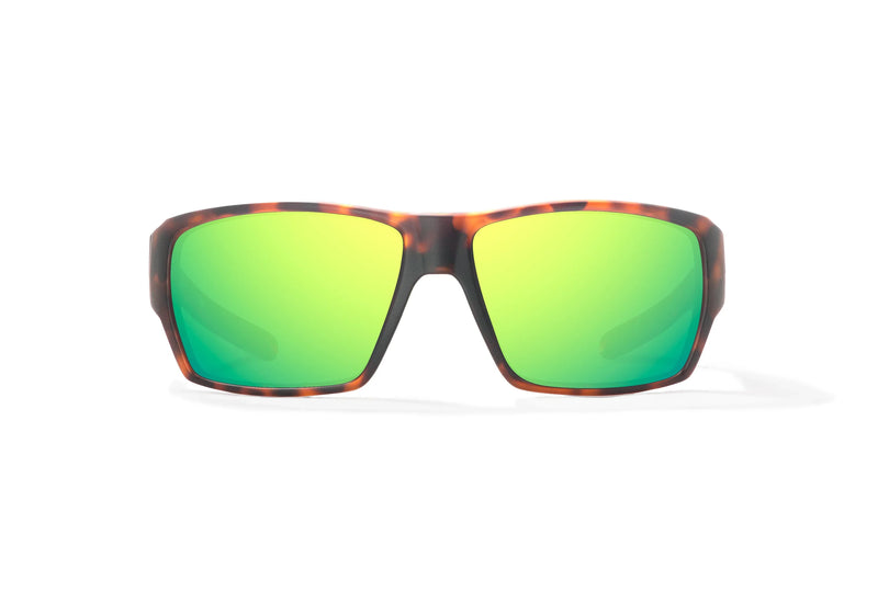Bajio Vega Polarized Sunglasses - Brown Tort Matte Green Mirror Glass Lens