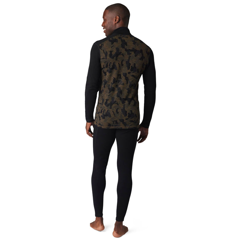 Smartwool Merino 250 Baselayer Pattern 1/4 Zip Military Olive Camo-Black Image 03