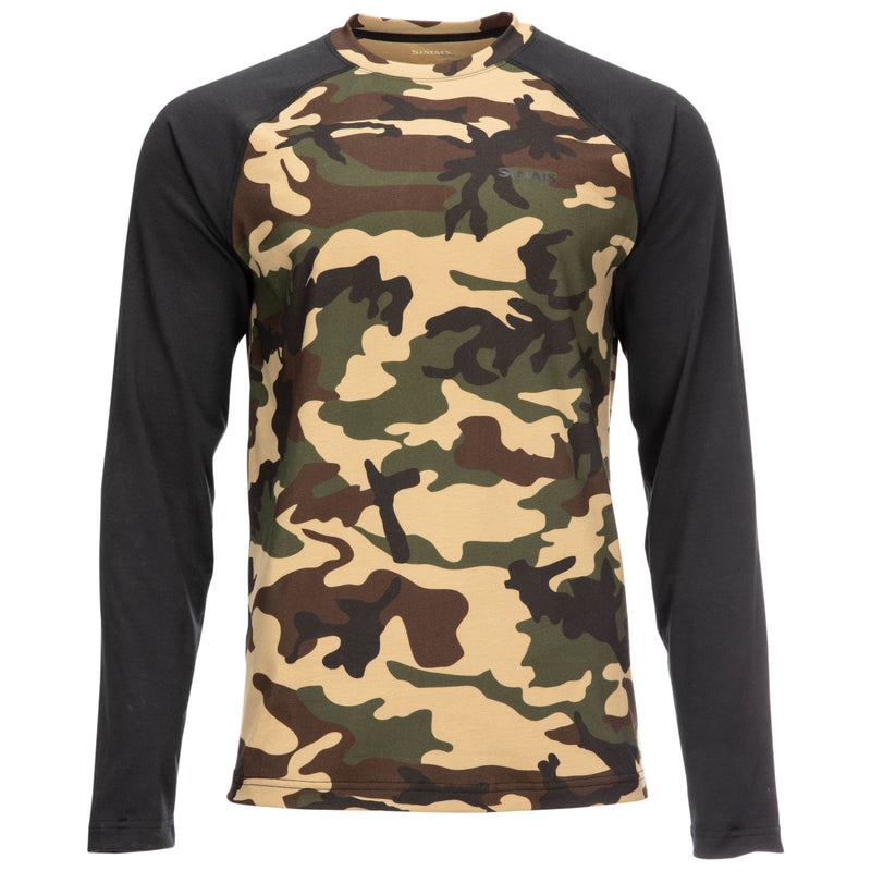 Simms Lightweight Baselayer Top Woodland Camo Image 01